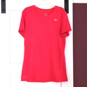 NIKE Dri-fit women's red tee shirt top size medium golf running sports tennis